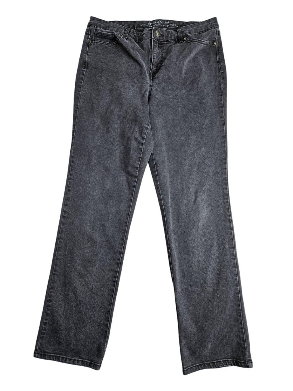 Gloria Vanderbilt Rail Straight Jeans Womens 12 Gray Charcoal High Rise Slimming